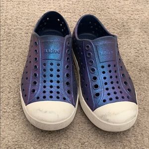 Native shoes blue iridescent size 10